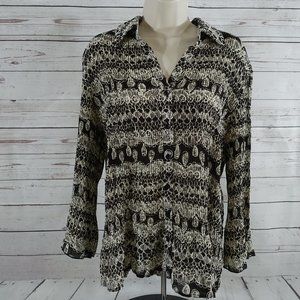 Brown Accordion Pleat Bell Sleeve Blouse